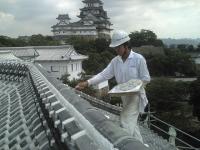 姫路城の屋根目地補修